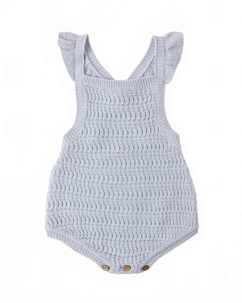 NEW RYLEE + CRU kid's crochet romper in periwinkle
